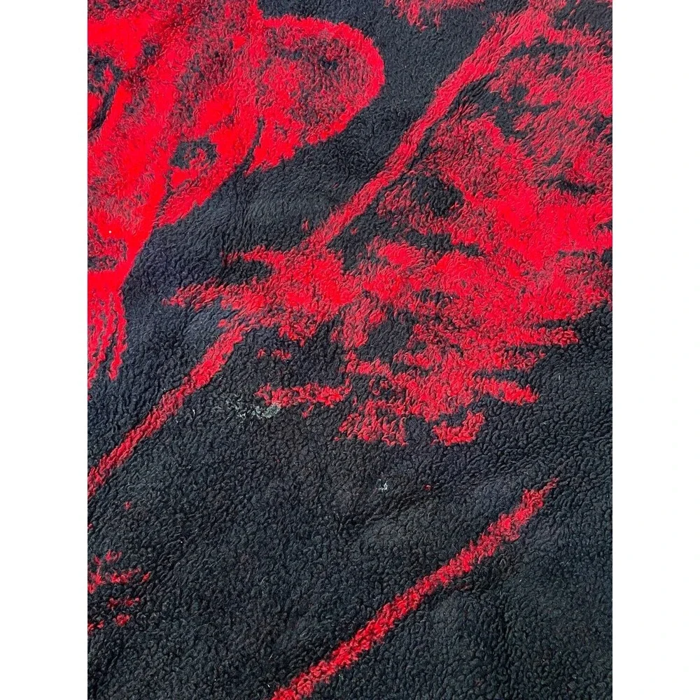 San Marcos Blanket Cobija Black Red Reversible Lion Lions Nature Colorful 70x89